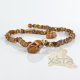 Amber necklace polished green cognac
